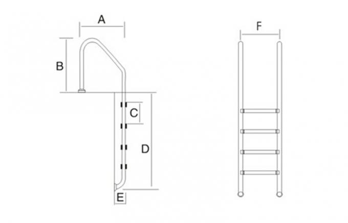 2 - 5 шагов Sim складывают лестницы вместе, аксессуары бассейна нержавеющей стали