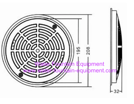 Крышка главного стока аксессуаров бассейна округлой формы диаметра 208mm ABS/PVC